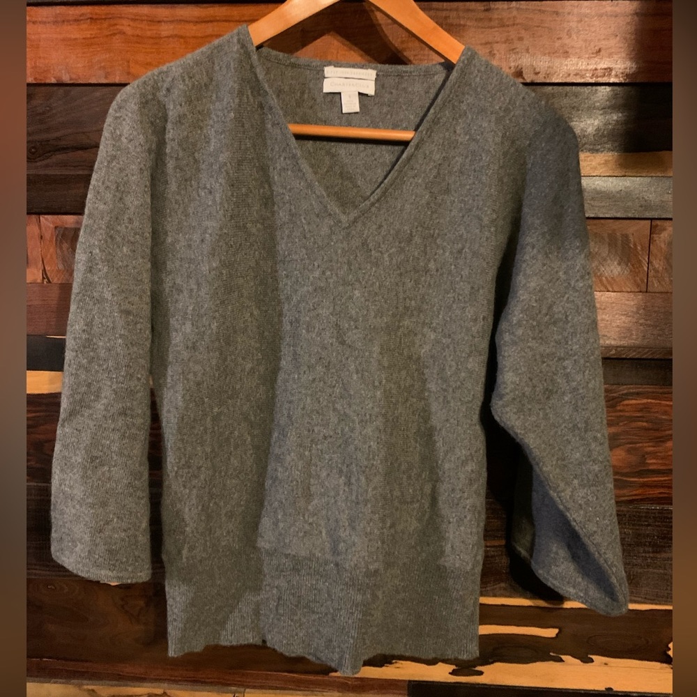 100% CASHMERE grey pull-over sweater top small
